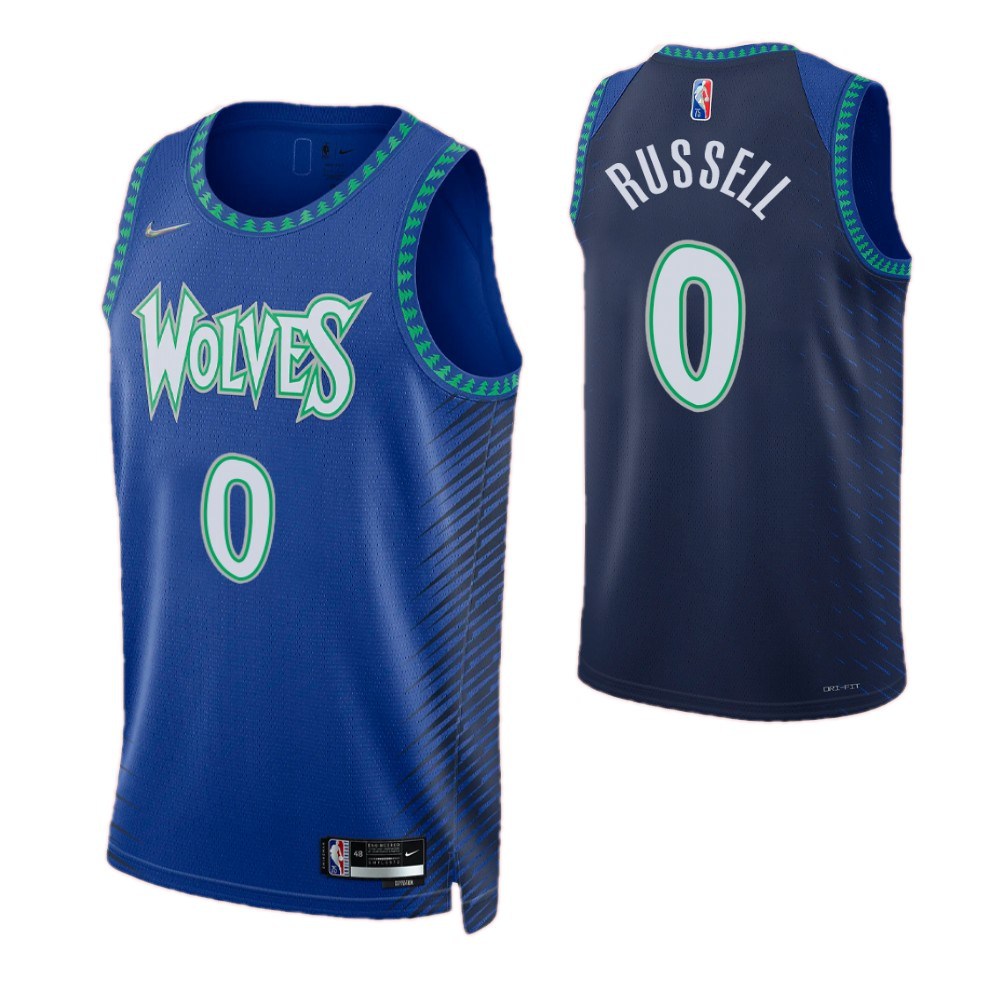 Men's Minnesota Timberwolves D'Angelo Russell #0 Blue 2021/22 Swingman NBA Jersey -City Edition-Pro Kit Vault | Brand New 26/27 Sports Jerseys